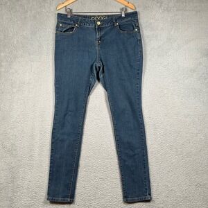 COOGI Women's 16W Skinny Jeans Denim Rainbow Zig Zag Embroidered Pocket Y2K